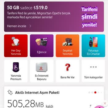 Vodafone Ek Paket Yükleme Faturaya Yansıtma