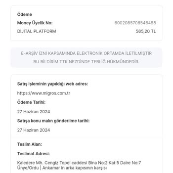 Migros Sanal Dan Şikayetim Var