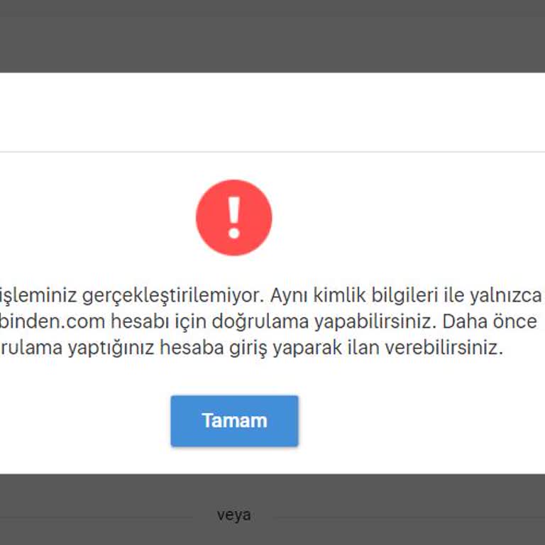 Sahibinden.com Kimlik Doğrulama Sorunu