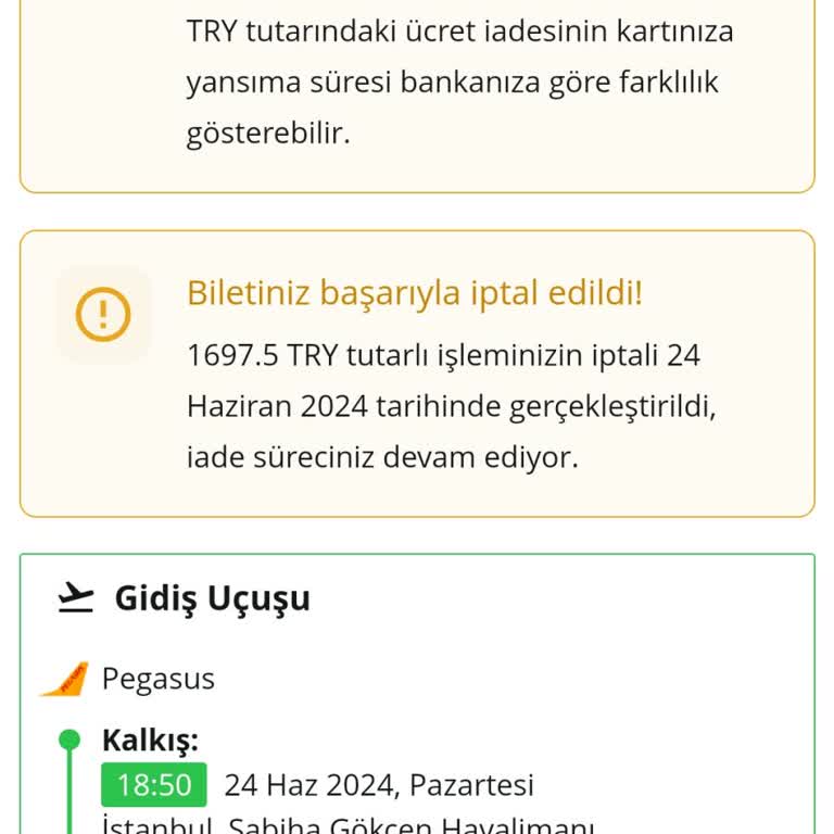Biletim İptal Etim Param Yatmadı Enuygun.com