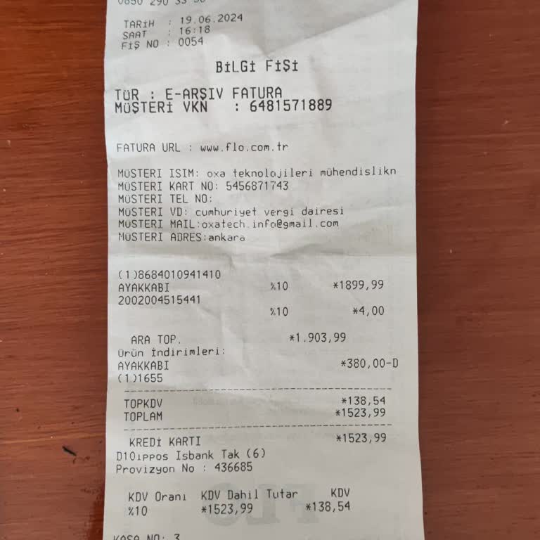 FLO Ayakkabı E Arşiv Fatura