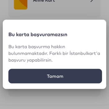 BELBİM (İstanbulkart) Anne Karta Başvuramazsın Bu Karta Başvurma Hakkın Bulunmamaktadır.