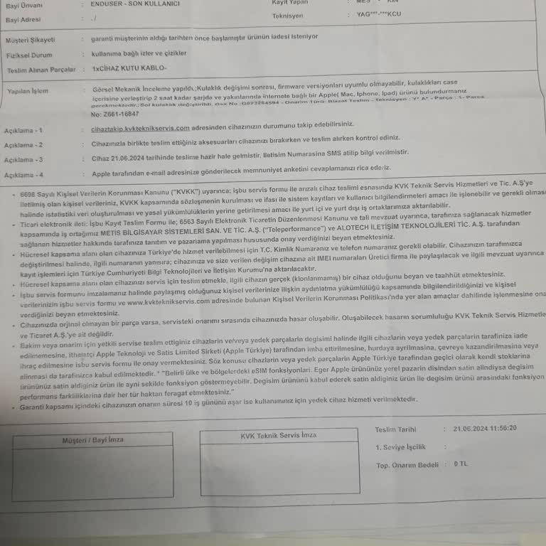 KVK Servisi Sorunu Çözemiyor...