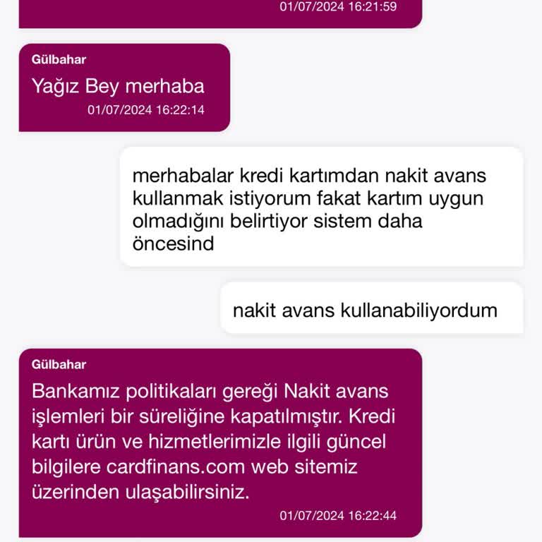 QNB Kredi Kartı Nakit Avans Kullandırmıyor