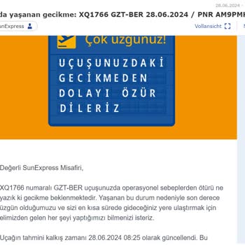 Sunexpress Hava Yolları 5 Saat Gecikmeli Rötar!