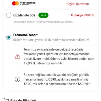 Vodafone Her Şey Yanımda Mobil Ödeme Sorunu