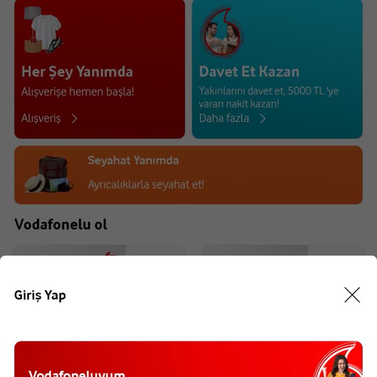 Vodafone Yanımda Uygulamasına Giriş Yapamıyorum.