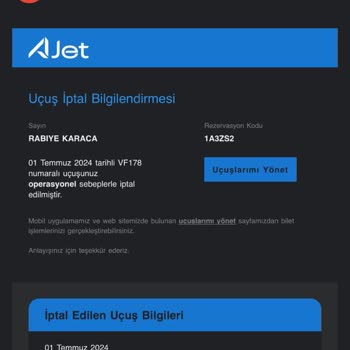 AJet (Anadolu Jet) Bilet İptali Ve Yeni Biletin Karşılanamaması