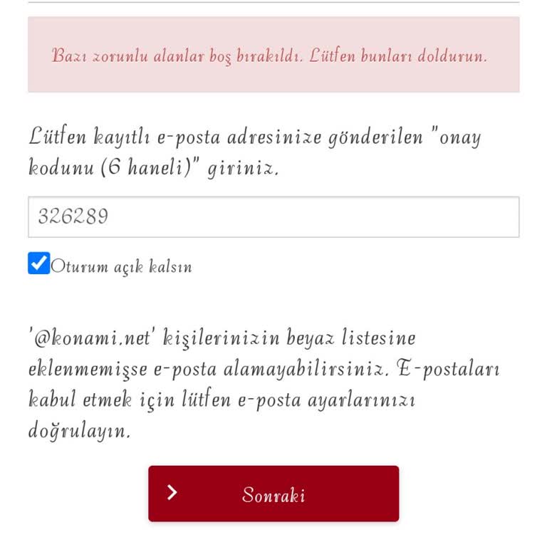 Konami Hesabıma Giremiyorum Sorunu