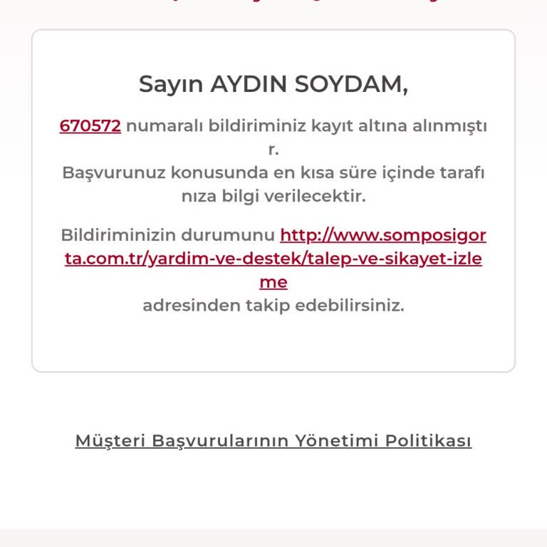 Sompo Geçiş Formunu Tarafıma Vermiyor