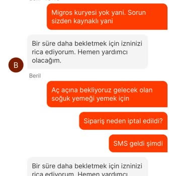 Migros Yemek Migros Siparişimi Bilmem Kaçıncı Kez İptal Etti
