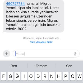 Migros Yemek Migros Siparişimi Bilmem Kaçıncı Kez İptal Etti