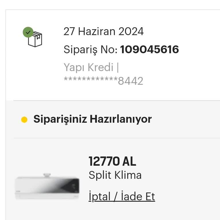 Arçelik Aldığım Ürünü Yollamıyor