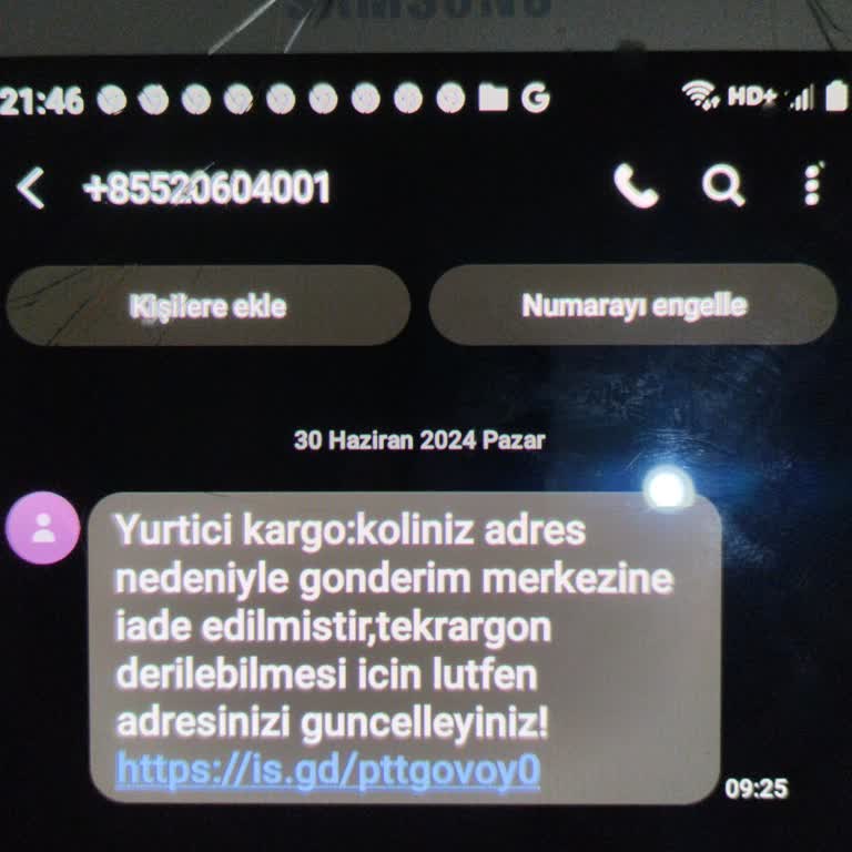 Kargo Yanıltıcı Kargo Mesajı İle Karşılaştım +85520604001
