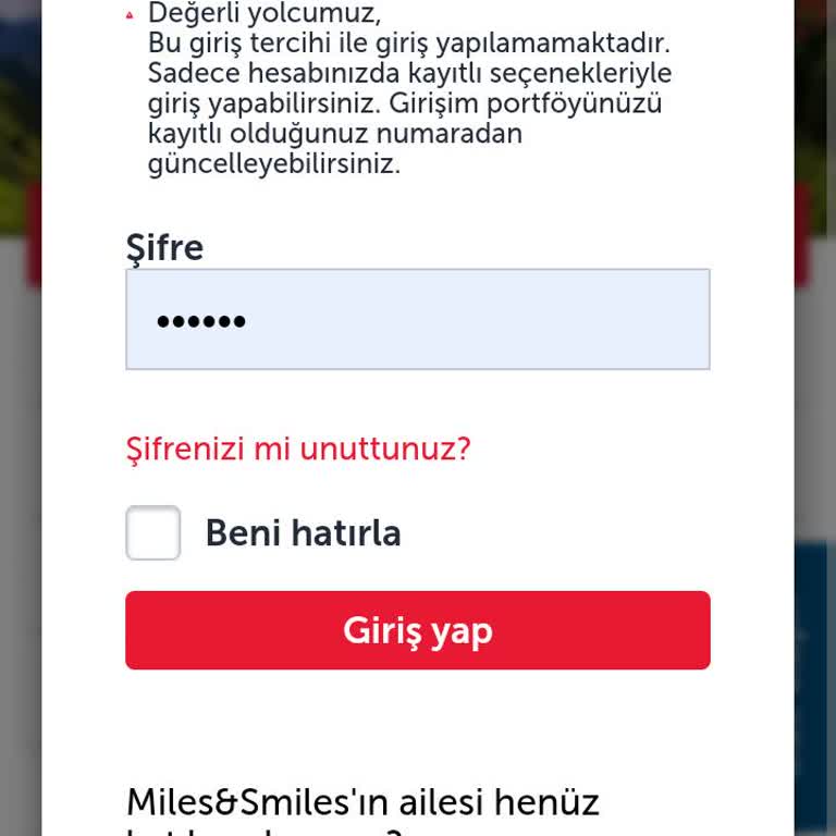 THY Smiles&smiles Üye Sorunu