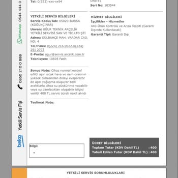 Beko Klima Arızası Ve Yetersiz Servis Hizmeti