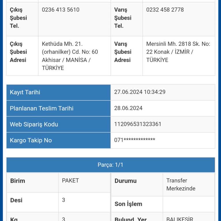 Balıkesir Sürat Kargo Nun İlgisizliği