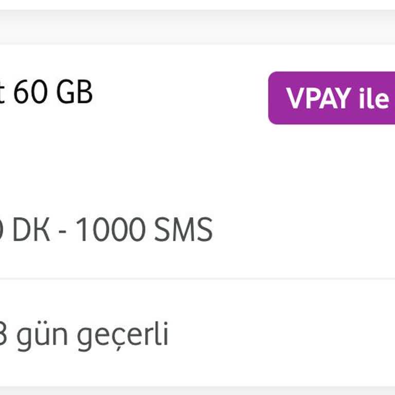 Vodafone Hediye 15 GB İnternet