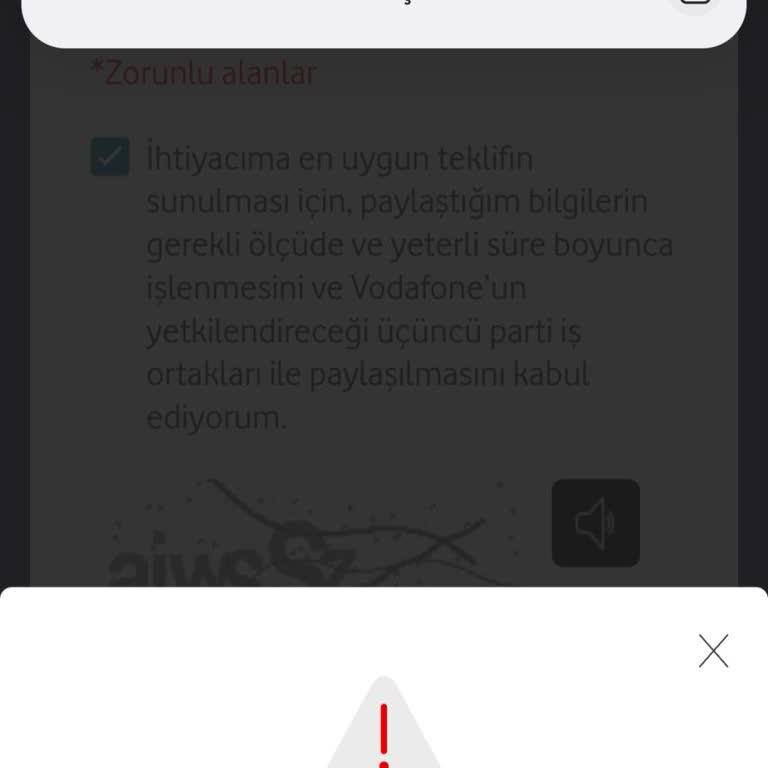 Vodafone FreeZone Hata Mesajı