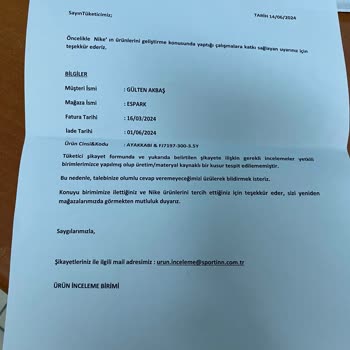 Nike Çocuk Kramponum 2,5 Ayda Yırtılmasına Rağmen, Ürün İade Edilmedi