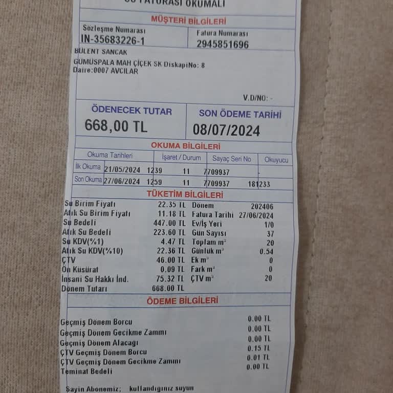 Yüksek Gelen İSKİ Faturası