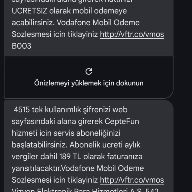 Vodafone Ceptefun Aboneliği Sorunu