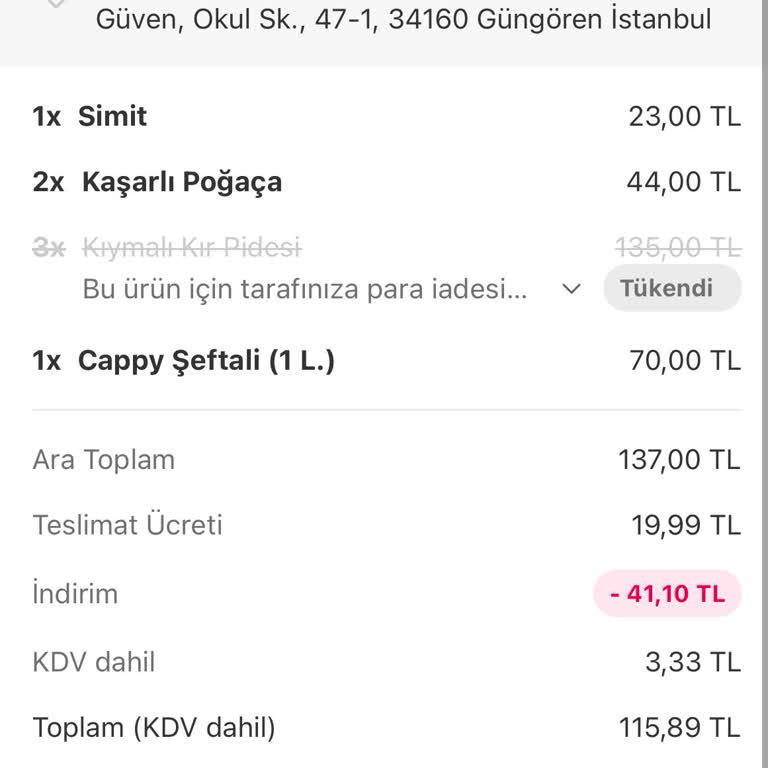 Yemek Sepeti İade Yapmıyor