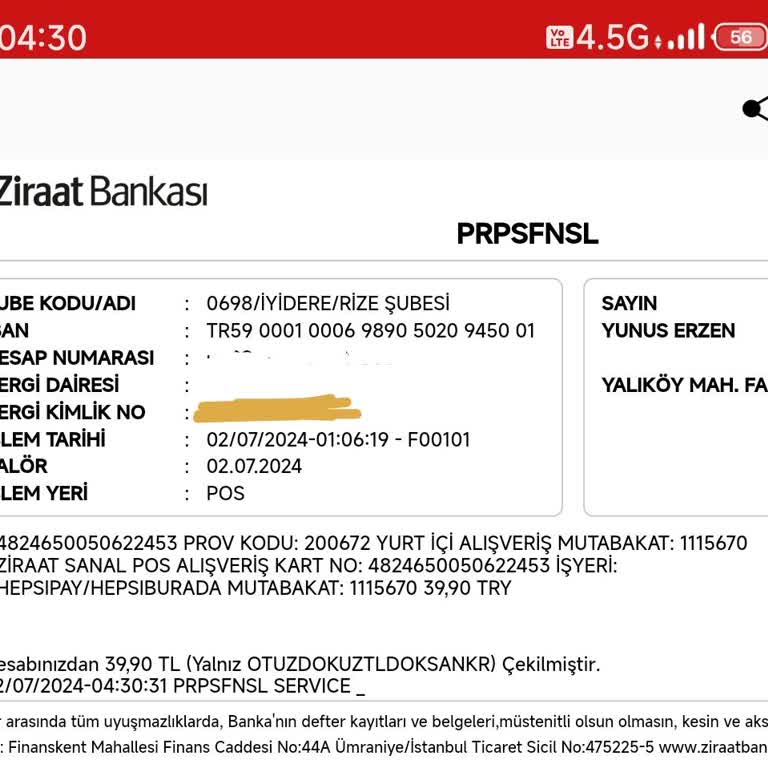 Ziraat Bankası Ziraat Kartım İle İzinsiz Para Çekilmesi