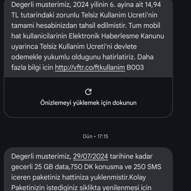 Vodafone Hediye İnternetim Gelmedi