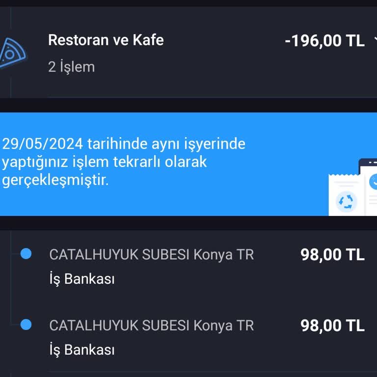 Konya Büyükşehir Belediyesi Konya Fera Kafe 2 Kez İşlem Ücreti Aldı.