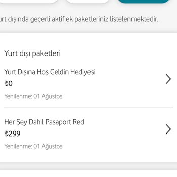 Vodafone Yurt Dışı Kullanım Problemi