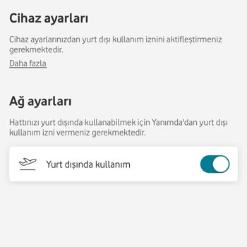 Vodafone Yurt Dışı Kullanım Problemi