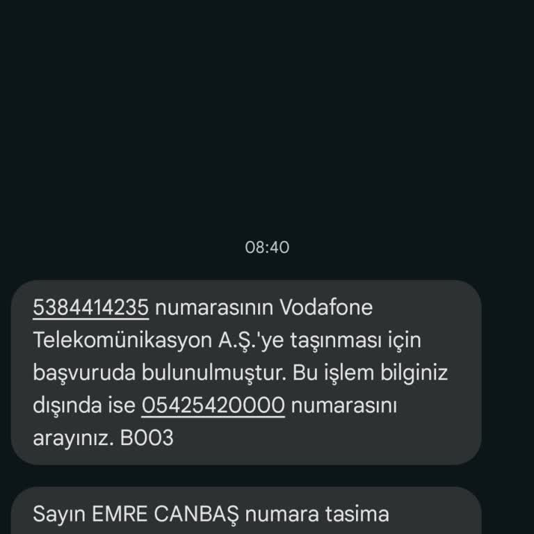 Vodafone Yanlış Numaramı Taşıyor