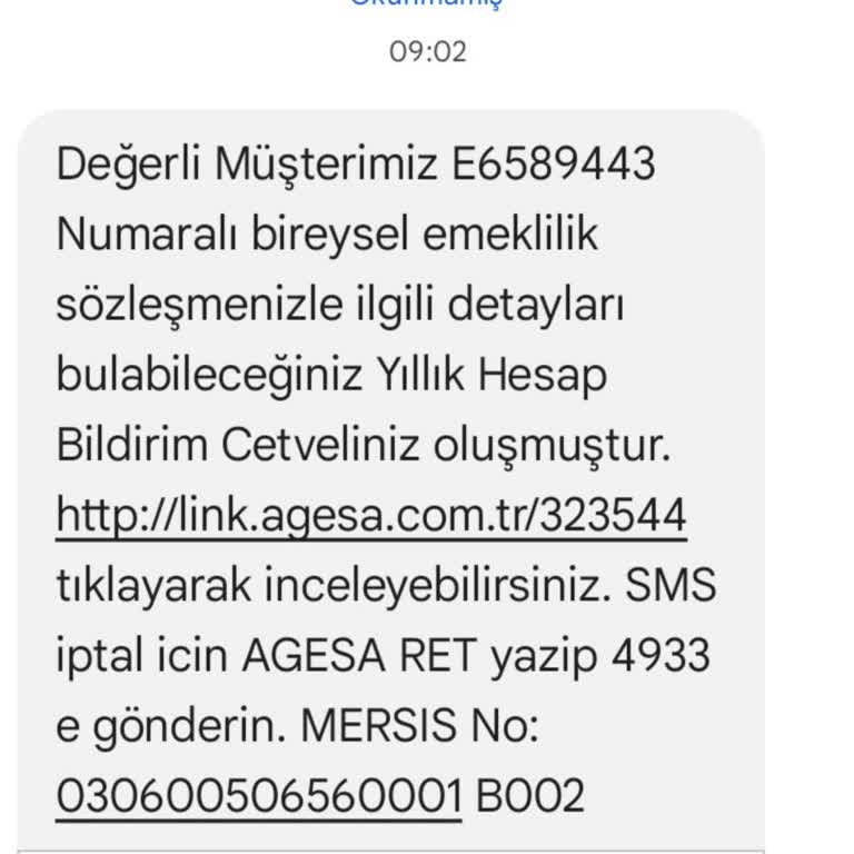 AgeSA Hayat ve Emeklilik İzinsiz Gönderilen Bireysel Emeklilik Poliçesi Mesajı