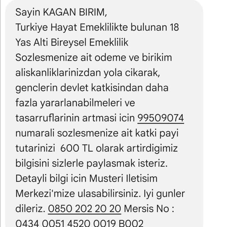 Türkiye Hayat Emeklilik 18 Yaş Altı BES