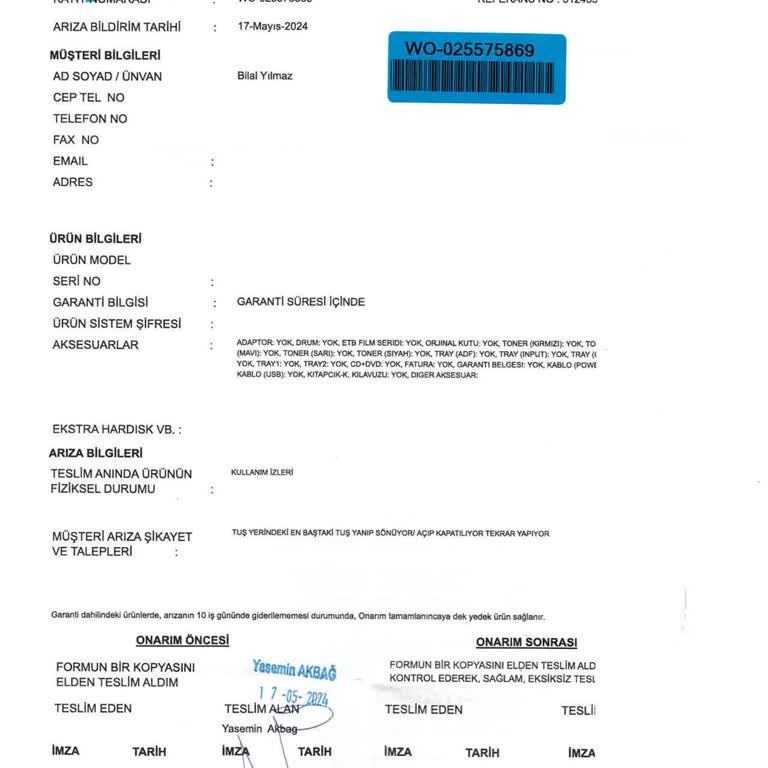 HP Teknik Servis, Ürün 45 Gündür Servis De Bekliyor.