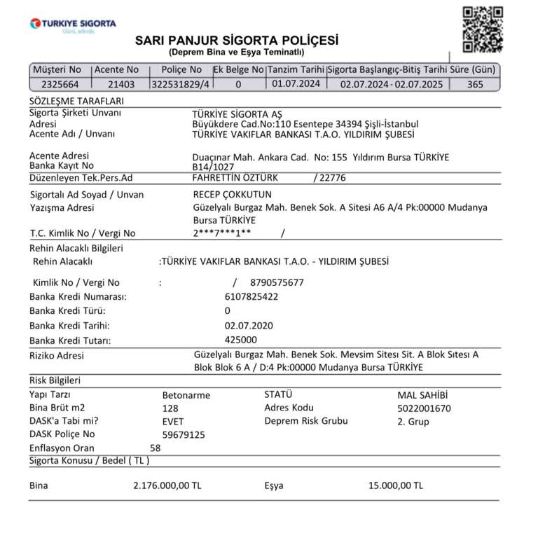 VakıfBank Sarı Panjur Konut Sigorta Poliçesi İptali