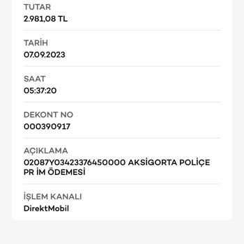 Aksigorta Sat Poliçe Ödemesinin İptal Edilmesini Talep Ediyorum