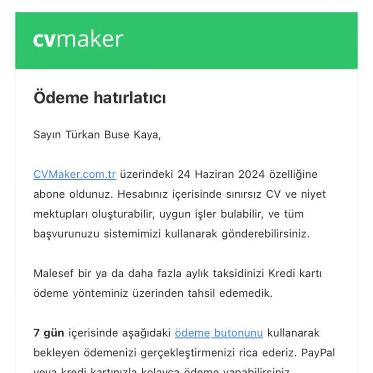 Cvmaker.com.tr Habersiz Abonelik Başlatılması