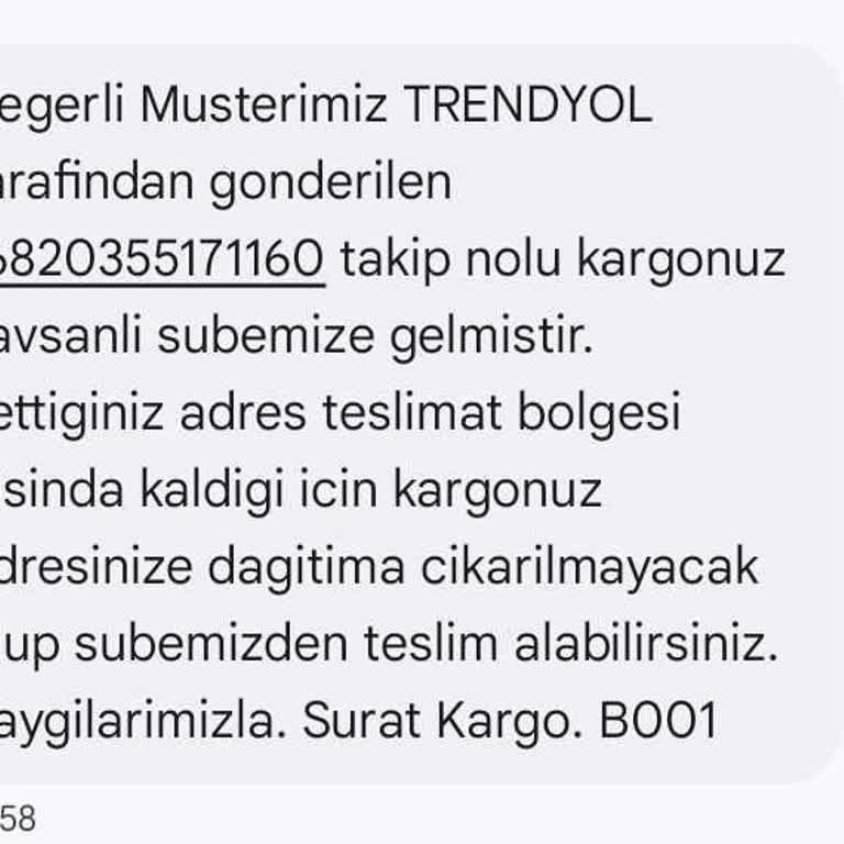 Trendyol'dan Aldığım Ürünü Sürat Kargo Dağıtıma Çıkartmıyor