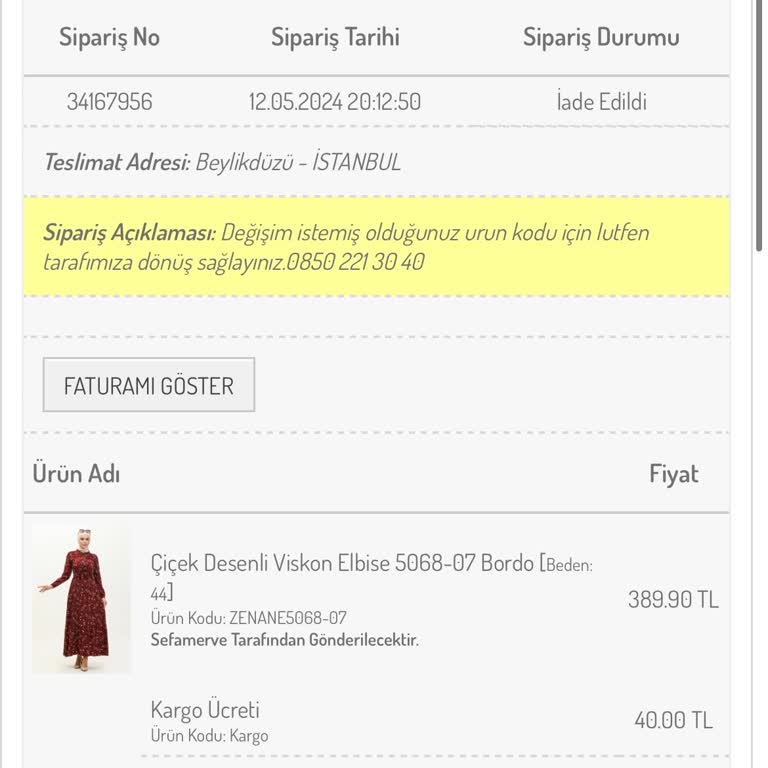 Sefamerve Para İadem Yapılmadı
