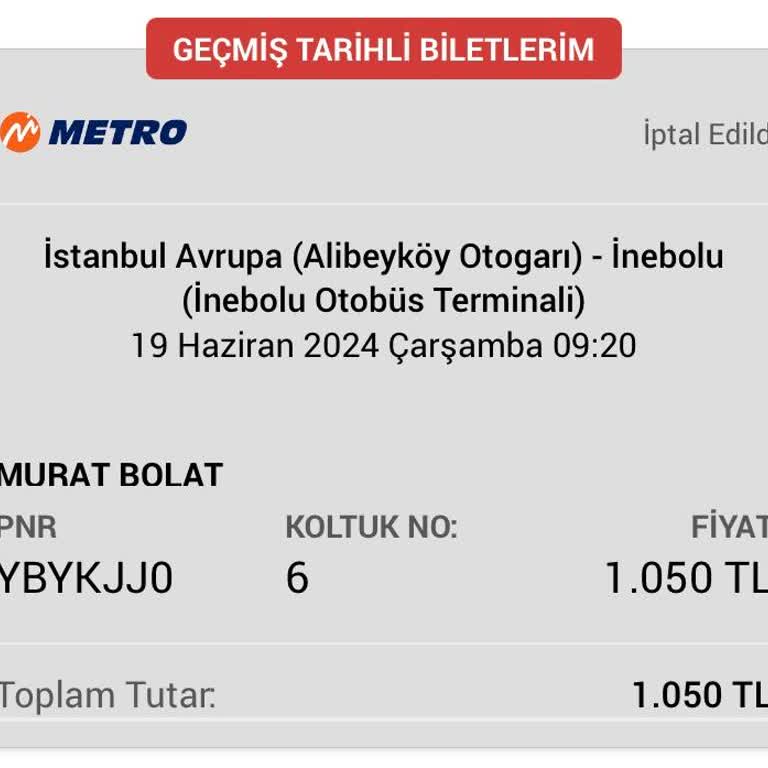 Metro Turizm İptal İademi Yapmadı