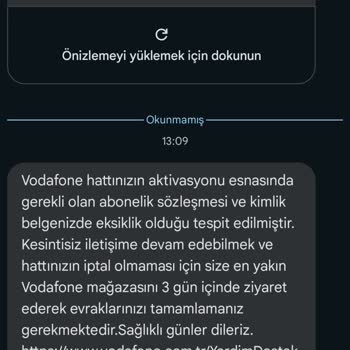 Vodafone Eksik Evrak Problemi