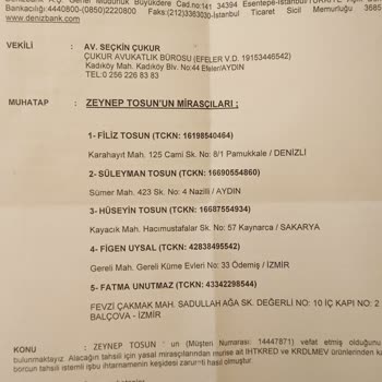 Hayat Sigortası Olmasına Rağmen Denizbank Mirasçıları Avukata Vermiş.