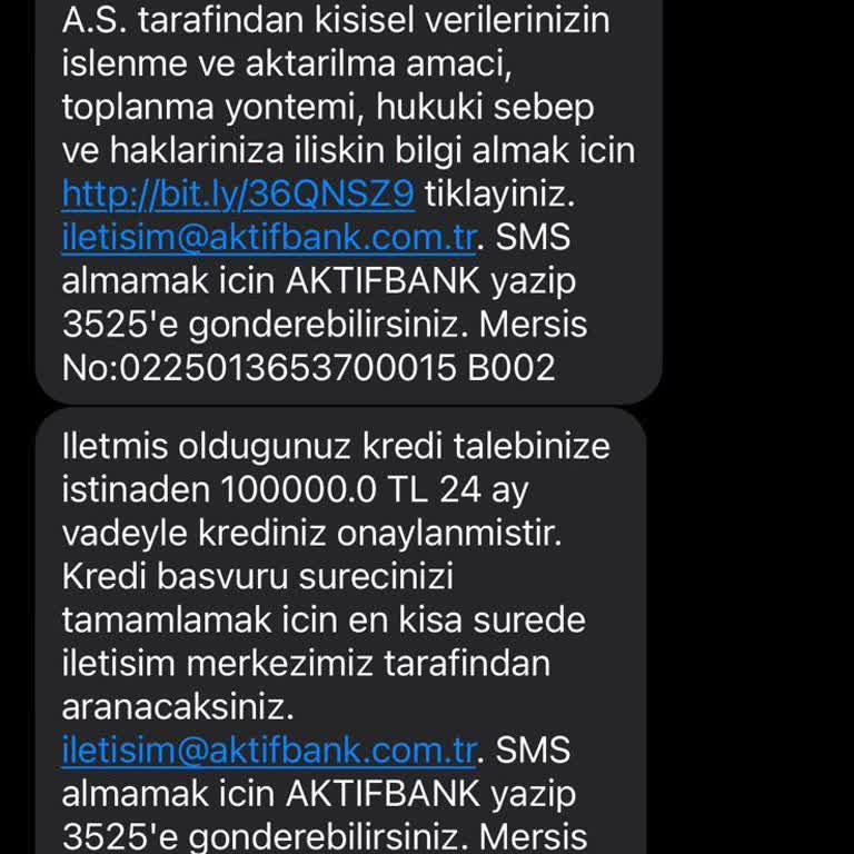 Aktif Bank Kredi Başvurunuz Onaylandı