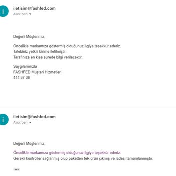 Fashfed Ürün İadesi Yapmıyor