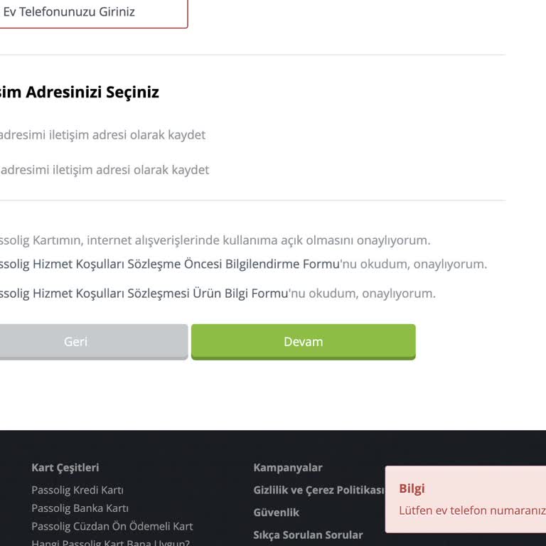 Passolig Kart Başvuru Form Hatası