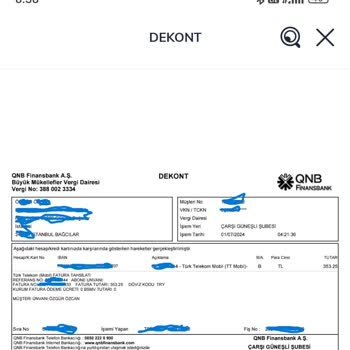 QNB Finanstan Otomatik Ödemeli Türk Telekom Hattım İçin Mükerrer Ödeme
