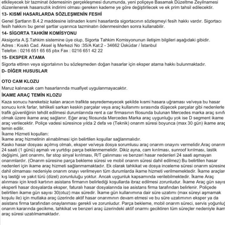 Aksigorta Kasko İkame Araç Sorunu