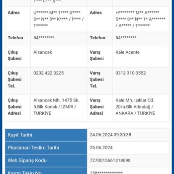 Sürat Kargo Kargomun Tarafıma Teslimatı